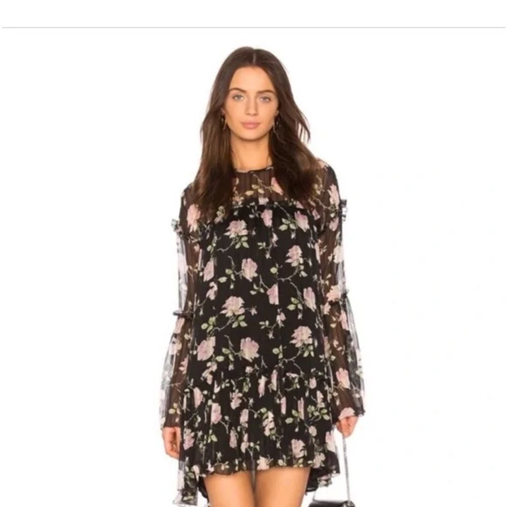 Ulla Johnson Dahlia Floral Sheer Black Dress size 4